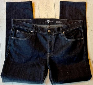 7 For All Mankind Paxtyn Herrenjeans schwarz Denim klassisch adrett 38 x 29 EG LN USA - Bild 1 von 7