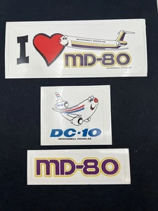 Lotto di 3 adesivi aerei vintage MCDONNELL DOUGLAS DC-10 MD-80 - Foto 1 di 8
