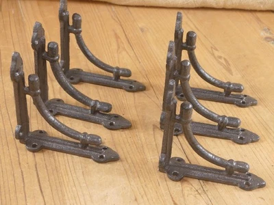 6 Shelf Brackets Corbels Wall Cast Iron SMALL Rustic Farmhouse 4 3/8" X 4 3/8" - image 1 of 4