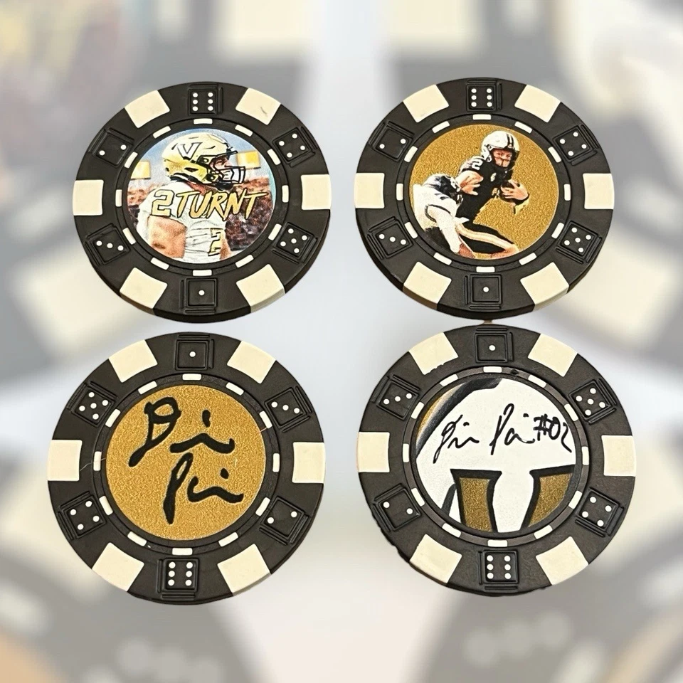 DIEGO PAVIA 2 TURNT VANDY COMMODORES FÚTBOL QB *FIRMADO (2) FICHAS DE PÓQUER RECUERDO Foto 1 de 3