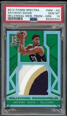 2014-15 Panini Spectra ANTHONY DAVIS Millenial Memorabilia Patch Green /5 PSA 10 - Image 1 of 2