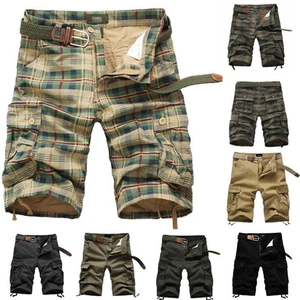 Mens Cargo Combat Chino Shorts Cotton Twill Knee Length Multi Pockets Half Pants - Picture 1 of 10