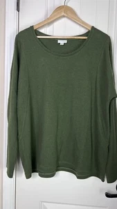 J Jill Damen L olivgrün gerippt Stretch Oversize Pullover Tunika Freizeit - Bild 1 von 10