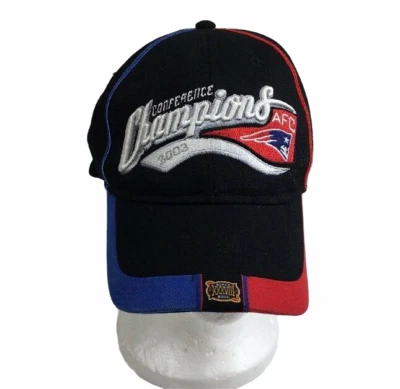  Sombrero de los New England Patriots, NFL “Conference Champions” 2003 Super Bowl XXXVIII Foto 1 de 4