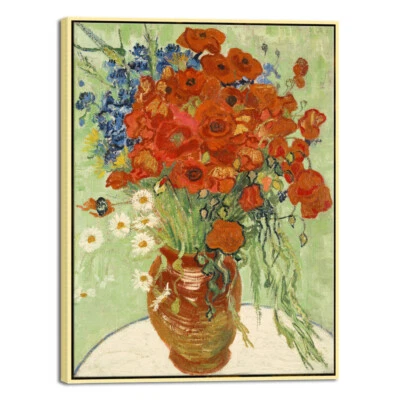 Framed Canvas Print Van Gogh Painting Repro Pic Wall Art Home Decor Red Poppies - Image 1 of 4