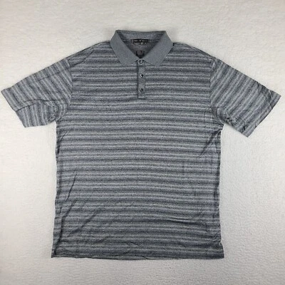 Camisa Polo Tiger Woods Para Hombre XL Gris Rayas Doble Algodón Mercerizado Rendimiento Foto 1 de 4