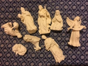 8pc Set Nativity 2.5" Resin Figurines Jesus, Mary, Joseph 3 Kings, Angel and Cow - Picture 1 of 5