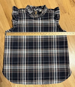 LOFT Ruffle black plaid Sleeveless Blouse M - Picture 1 of 5
