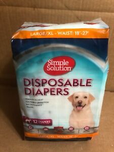 Simple Solution Disposable Dog Diapers Large/XL 18" - 27" *Pack of 12 Diapers **