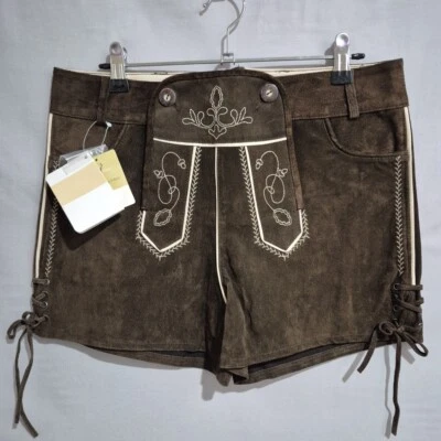 Waldschutz Womens Genuine Suede Lederhose Shorts Size 36 Oktoberfest NWT - image 1 of 4