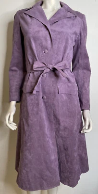 De Colección Nat Kaplan Couture Púrpura Ultra Gamuza Cinturón Gabardina Camisa Vestido M 8 10 Foto 1 de 4