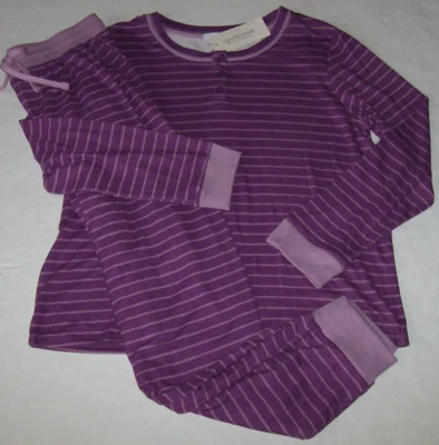 NUEVO CON ETIQUETAS Karen Neuburger EN VIVO~AMOR~LOUNGE RAYAS MORADAS Conjunto de Pijama Jogger S BOLSILLOS Foto 1 de 3