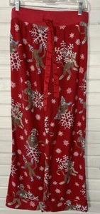 Nick & Nora Sz MEDIUM "Sock Monkeys in Mittens w/ Snowflakes" Fleece PJ Bottoms - Picture 1 of 8