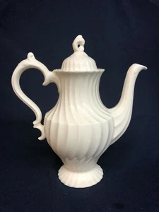 MYOTT STAFFORDSHIRE  ENGLAND OLDE CHELSEA ALL WHITE COFFEE POT LID SWIRLED - Picture 1 of 2