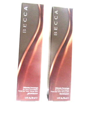 Lot Of (2) BECCA ~ Ultimate Coverage 24 Hr Foundation - Mahogany -Each 1 Fl. Oz. - Image 1 of 2