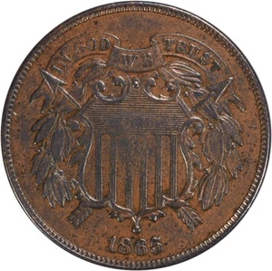 1865 Two Cent Piece AU Uncertified #201 - Picture 1 of 2