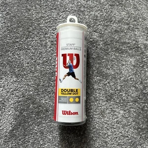Wilson Squash Balls tube of 3 balls - double yellow spot. One used, 2 brand New - Picture 1 of 4