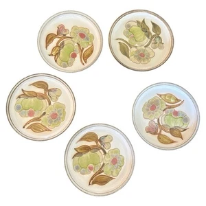 Juego de 5 platos de pan y mantequilla DENBY Langley Troubadour verde floral vintage - Imagen 1 de 4