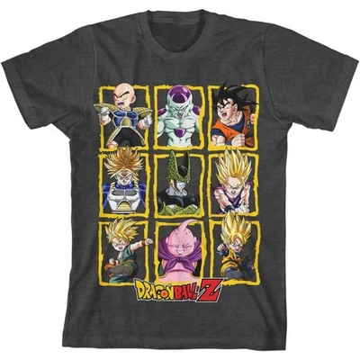 Camiseta Dragon Ball Z Niños Personajes Cajas Cuadrícula Manga Corta Camiseta Foto 1 de 4