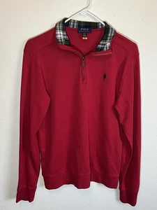 Polo Ralph Lauren Pullover 1/4 Zip Sweater Boy’s Size XL (18-20) Plaid Collar - Picture 1 of 3