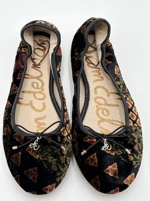 Женские разноцветные бархатные черные балетки Sam Edelman Felicia размер 10 - Изображение 1 из 4