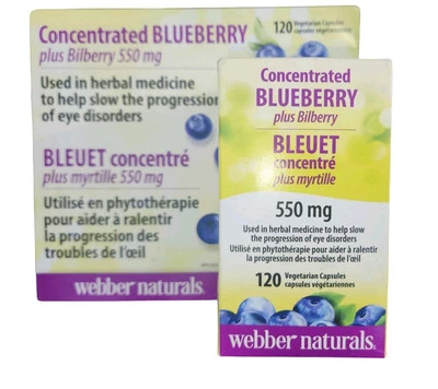 Webber Naturals Blueberry Plus (con arándano) 500 mg/50 mg, 120 cápsulas blandas Foto 1 de 2
