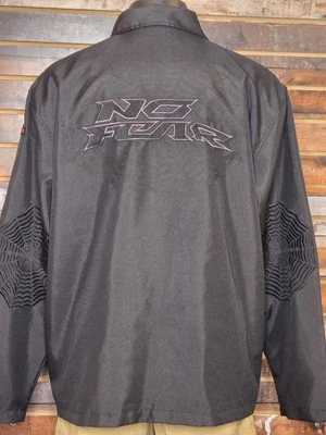 Chaqueta vintage Y2K No Fear Tech de lona bordada telaraña XL Foto 1 de 4