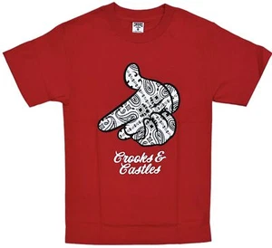 Crooks & Castles Men's Air Gun Paisley Graphic Tee T-Shirt in Red - Picture 1 of 1