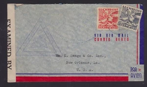 NETHERLANDS CURACAO 1940s WWII CENSORED COVER WILLEMSTAD TO NEW ORLEANS USA - Picture 1 of 2