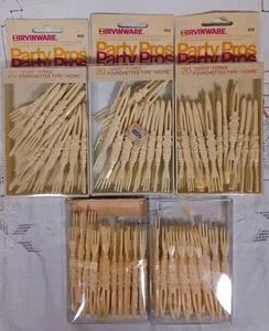 Vintage Irvinware 100 Party Ivory Forks Plastic Appetitezer & Cocktail Picks 80s - Picture 1 of 3