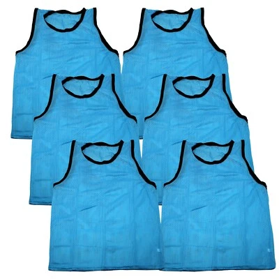 Paquete de 6 chalecos Scrimmage azules claros Pinnies equipo deportes fútbol softbol Foto 1 de 2