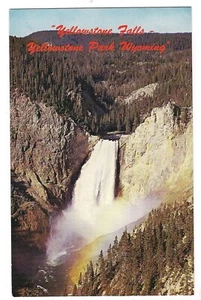 YELLOWSTONE FALLS From Red Rock National Park Waterfalls Wyoming Postcard WY - Picture 1 of 2