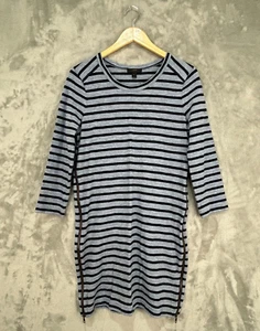 J Crew Stripe Dress With Side Zippers Size S Blue And Navy Casual - Picture 1 of 8