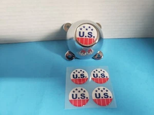 4 EMBLEMS FOR THE 4 LUG PLASTIC CAPS OF THE OLD US MAG WHEELS 2 1/8 - Picture 1 of 1