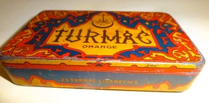 Vintage TURMAC ORANGE ORIENTALISCHE TABAKDOSE LITHO ZIGARETTENDOSE BOX TÜRKEI 1930er - Bild 1 von 8