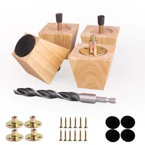 2 inch Square Wood Legs for Furniture Set of 4Rubber Wood Couch Legs Sofa Leg... - Picture 1 of 6
