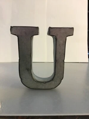 Tin/Rustic Decorative Letter “U” - 4”  - Image 1 of 2