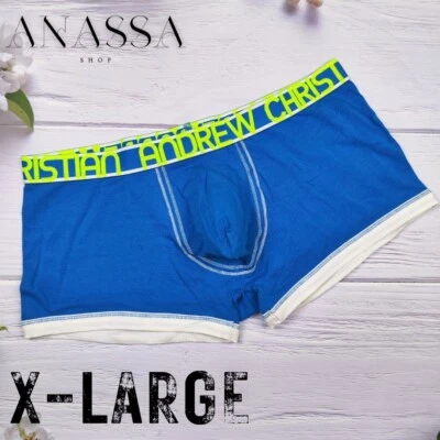 Andrew Christian Sexy Hombres Ropa Interior Casi Desnudo Algodón Boxer, Azul, X-Grande Foto 1 de 4