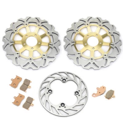 For Kawasaki 3 Front Rear Brake Rotors Discs Pads Z 1000 ZR1000 2003-2006 2005 - Image 1 of 4