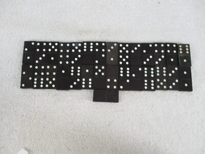 Dominoes Halsam Wooden Dragon Games Vintage Black Travelers 29pcs No Box - Image 1 of 4