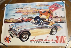 23x33” Vintage Poster AUSTIN HEALEY 3000 MK 111 Sports Convertible No 2235 REPRO - Picture 1 of 21
