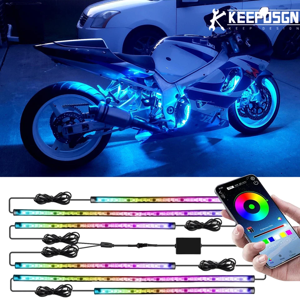 For Suzuki GSXR600 GSXR750 GSXR1000 6PCS RGB Underglow LED Lights Kit Neon Strip - Image 1 of 4