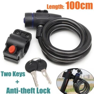 Antivol Cadenas Spirale Câble 100 cm X 1,2 cm pour VTT Vélo Moto Scooter - Imagen 1 de 4