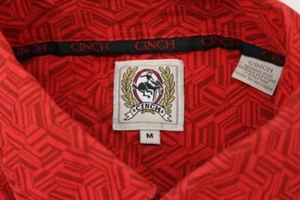 Camicia uomo Cinch media rossa fantasia geometrica con bottoni manica lunga - Foto 1 di 7