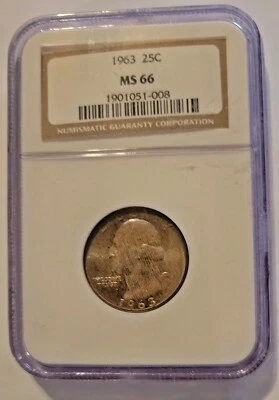 1963 Washington Quarter Original Toning NGC MS66 NP1 - Image 1 of 2