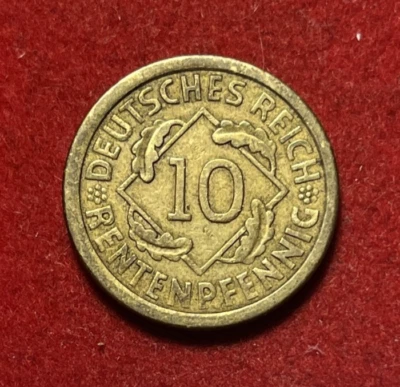 Germany 10 Rentenpfennig 1924 A Aluminum-Bronze Coin KM#33 T6201 - Image 1 of 2