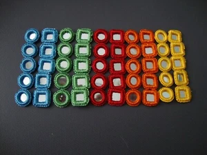 Sheesha 50 Stück, gehäkelter 5 Farbmix mit silbernen Spiegelglasrändern, ca. 2 cm - Bild 1 von 2