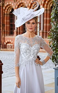 VENI INFANTINO DRESS SIZE 14 IN PLATINUM AND IVORY NEVER WORN- SIMPLY STUNNING - Picture 1 of 16