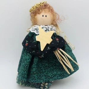 Figura de ángel de Navidad con estrella, decoración del hogar a cuadros de Navidad hallazgo raro - Imagen 1 de 5