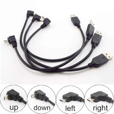 90 Degree Micro USB Male to Male Data Up Down Left Right Angled Charging Cable - Image 1 of 4